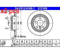 ATE 24.0312-0189.1 Brake disc