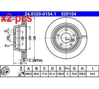 Fits ATE 24.0320-0154.1 brake disc BMW T. 5 2.0-4.4 96-04 POWER DISC UK Stock