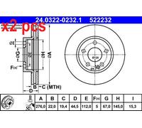 X2 PCS 24.0322-0232.1 BRAKE DISC ATE