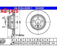 ATE PowerDisc Brake disc 24.0324-0200.1 330,0 24,0 5 120,0 Vented Coated High-carbon BMW: 3 Saloon, 1 Hatchback, 3 Coupe