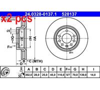 X2 PCS 24.0328-0137.1 BRAKE DISC ATE