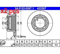 X2 PCS BOTH SIDES L&R 24.0122-0267.1 BRAKE DISC ATE