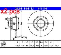 ATE 24.0111-0116.1 Brake disc