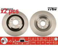 X2 PCS BOTH SIDES L&R DF4893S BRAKE DISC TRW