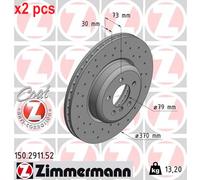 2x Brake disc internally vented 150.2911.52 ZIMMERMANN for BMW 3 4 Coupe