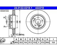 2x Brake disc Vented 24.0122-0218.1 ATE for MERCEDES-BENZ E-CLASS 124 Saloon SL
