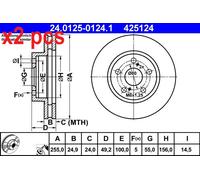 ATE 24.0125-0124.1 Brake disc