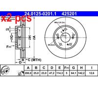 X2 PCS BRAKE DISC 24.0125-0201.1