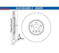 2x Brake disc Vented 24.0130-0251.1 ATE for MINI BMW