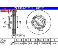 ATE 24.0136-0101.1 Brake disc