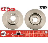 X2 PCS BRAKE DISC DF6116