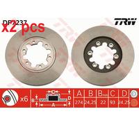 Front Brake Discs Set L/R Fits FORD ASIA AUSTRALIA MAZDA TRW MDC1412, DF7237