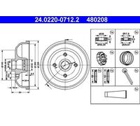 X2 PCS BRAKE DRUM 24.0220-0712.2 ATE