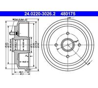 ATE 24.0220-3026.2 Brake drum