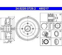 REAR BRAKE DRUM FITS: PEUGEOT 206+ 1.4 I/1.1/1.4 I /1.4 HDI ECO 70/1.1 LPG.PE