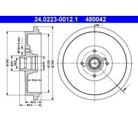 X2 PCS BRAKE DRUM 24.0223-0012.1 ATE
