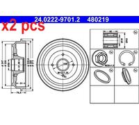 ATE 24.0222-9701.2 Brake drum