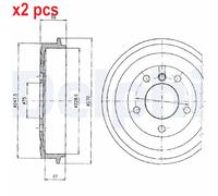 X2 PCS BRAKE DRUM BF275