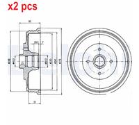 X2 PCS BRAKE DRUM BF430