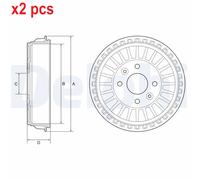 X2 PCS BRAKE DRUM BF620