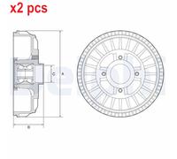 X2 PCS BRAKE DRUM BFR621