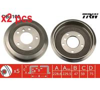 X2 PCS BRAKE DRUM DB4108