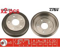 X2 PCS BRAKE DRUM DB4250