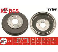 X2 PCS BRAKE DRUM DB4279