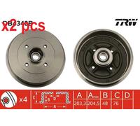 X2 PCS BRAKE DRUM DB4340B