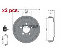 X2 PCS BRAKING DRUM BRAKE DRUM X2 PCS SET 94048200 TEXTAR I