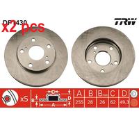 X2 PCS DF1430 BRAKE DISC TRW