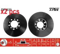 X2 PCS DF1573 BRAKE DISC TRW