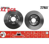 X2 PCS DF2656 BRAKE DISC TRW