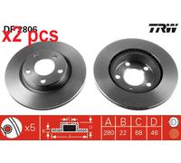 X2 PCS DF2806 FRONT AXLE BRAKE DISC TRW