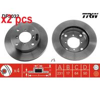 X2 PCS DF3032 BRAKE DISC TRW