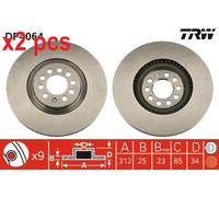 X2 PCS DF4064 BRAKE DISC TRW
