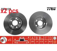 X2 PCS DF4179 BRAKE DISC TRW