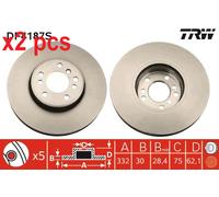 X2 PCS DF4187S BRAKE DISC TRW