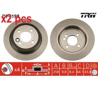 X2 PCS DF4198 BRAKE DISC TRW