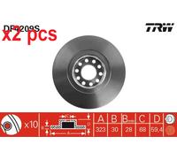 X2 PCS DF4209S BRAKE DISC TRW