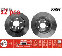 X2 PCS DF4388 BRAKE DISC TRW