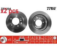 X2 PCS DF4394 BRAKE DISC TRW