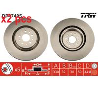 X2 PCS DF4749S BRAKE DISC TRW