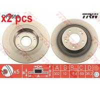 X2 PCS DF6598 BRAKE DISC TRW