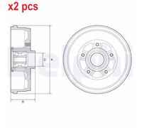 X2 PCS FITS DACIA DUSTER 1.2 TCE 125 BRAKE DRUM BFR611 DELPHI