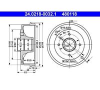 ATE 24.0218-0032.1 Brake drum