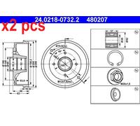ATE 24.0218-0732.2 Brake drum