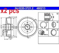 X2 PCS FITS DACIA LOGAN 1.4 MPI LPG BRAKE DRUM 24022037212 ATE
