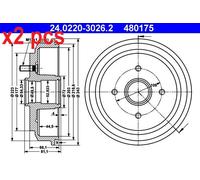 ATE BRAKE DRUM 24022030262 FOR FORD