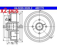ATE 24.0220-3026.2 Brake drum
